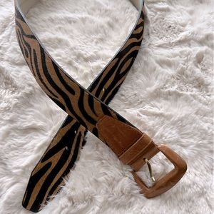 Another Line Inc Tan & Black Animal Print Belt.  Size M